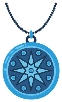 Decorative Blue Star Pendant Necklace Charm Medallion Fashion Jewelry