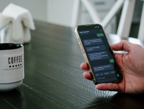 Man Receives Fraudulent SMS Text Messages Attempting to Obtain Money and Sensitive Personal Information - Online Banking Scam Cybersecurity Awareness