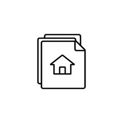 Obraz premium Property management documents icon black and white vector house file outline real estate contract symbol