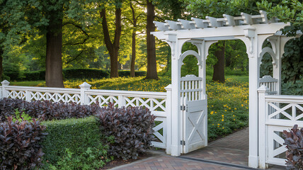 white arch, enters to a garden