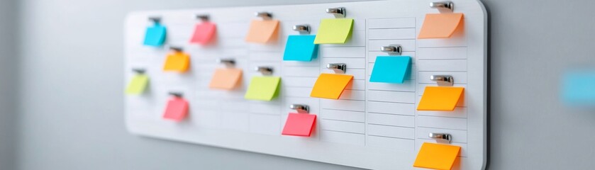 Task Board with Colorful Sticky Notes Organization, Planning, Productivity, Project Management, Sticky Notes, Task Management
