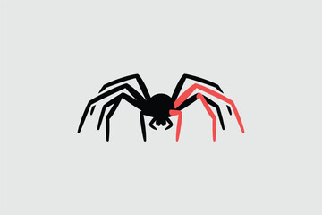 Fototapeta premium Minimalist Black Spider with Red Legs, danger awareness concept
