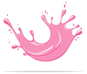 Obraz premium Vivid pink liquid splash illustration creates dynamic flowing spray for fruit juices или milkshakes
