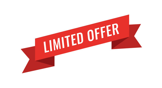 Red Ribbon Banner Announcing Limited Offer Promotion.