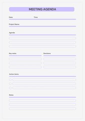 Simple Minimalist Meeting Agenda Page for printable