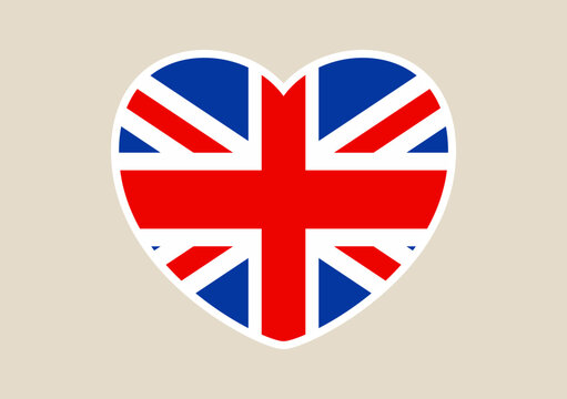 Iconic Union Jack Flag Beautifully Designed in a Heart Shape, Symbolizing British Love and Patriotism