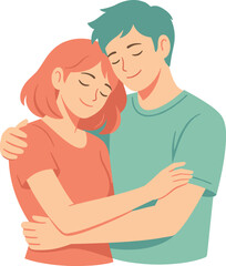 Obraz premium Couple enjoying a soft affectionate hug, slight lean toward each other and relaxed poses capturing emotional
