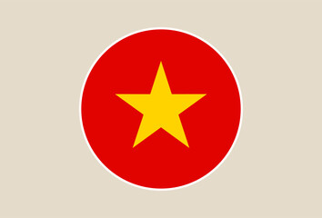 Vietnam National Flag Icon Design with Bold Red Circle and Golden Star Representing Patriotism and Asian Identity