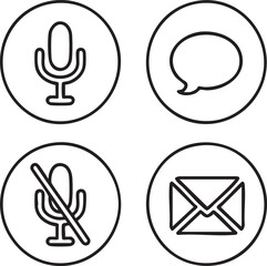 Obraz premium Set of communication icons including microphone muted microphone speech bubble and envelope for app and web design isolated on white background