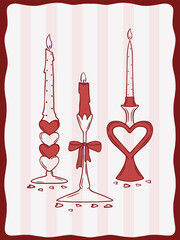 Cute heart candles, vector art