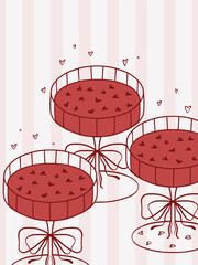 Wine glasses with cute hearts, vector art