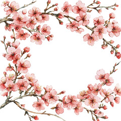Obraz premium Spring Blossom Window Frame, clipart watercolor vector with gentle, isolated on a white background.