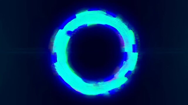 Colorful abstract circular light patterns with glowing effects. Ideal for digital art, music visuals, and modern design projects