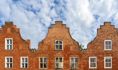 Dutch Quarter Potsdam Germany with Historic Red Brick Houses and Ornate Baroque Gables Traditional 18th Century Architecture in Hollandisches Viertel
