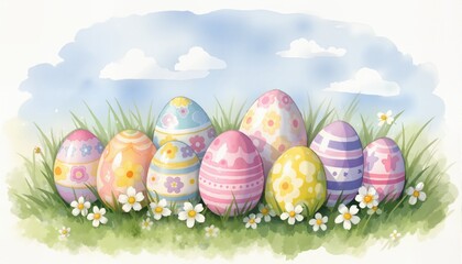 Watercolor easter eggs
