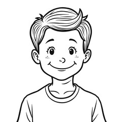 Obraz premium Smiling young boy with short hair in cartoon style illustration 