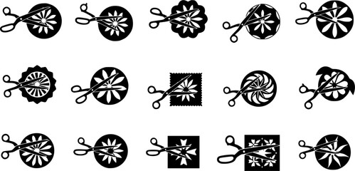 scissors cut stencil icon silhouette