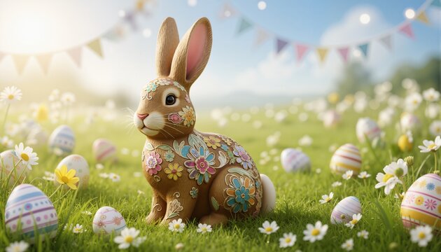 Easter holiday theme with ornamental bunny rabbit

