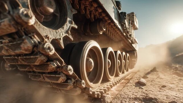 Powerful Tracked Machine Advancing Forward