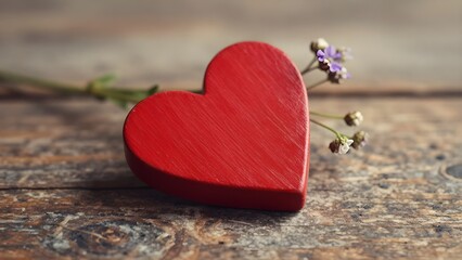 Fototapeta premium Red heart on a wooden background