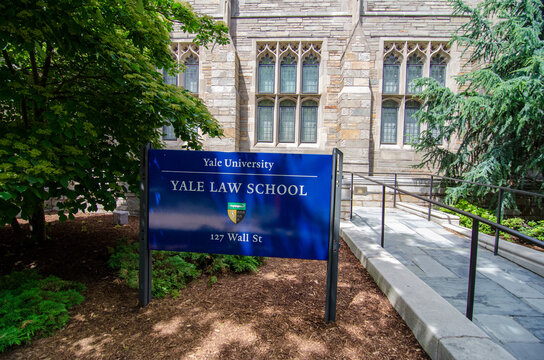 Yale Law School sign on Wall Street campus