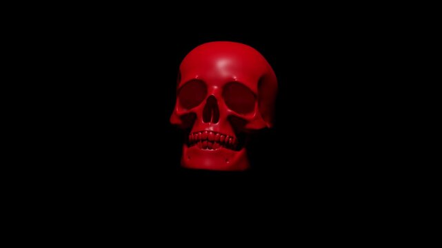 A red skull headbanging - skull on a black background