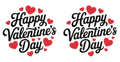 Valentines Day Heart Wreath with Happy Valentines Day Text Isolated on White