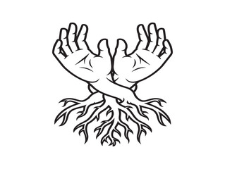 Obraz premium Hands holding roots vector illustration