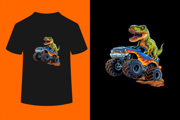Monster Truck Dinosaur Birthday Party Monster Truck Boy T-Shirt  © ben