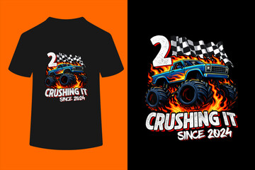 Birthday Monster Truck 5 Year Old Boys 5th Party Born 2024 T-Shirt  © ben