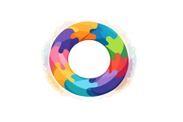 Obraz premium Unified Mosaic Diversity. Interlocking abstract shapes in varied tones forming a unified mosaic ring, gentle glow halo and subtle