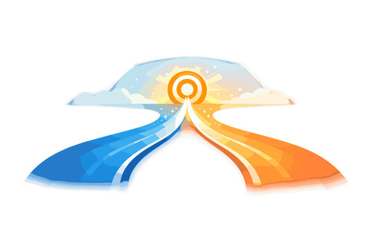 Paths to Equality. Two parallel paths merging into a single bright route line toward a glowing target badge, subtle sparkle dust