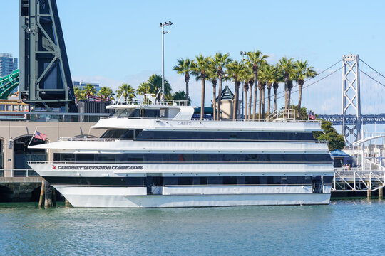 Cruise ship anchored in San Francisco Bay, showcasing a large passenger vessel against the city skyline. Scenic maritime view ideal for travel, tourism, and leisure activities. Jan 29, 2026