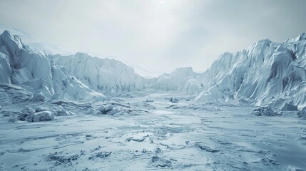 Obraz premium Majestic Frozen Glacier Landscape with Snowy Peaks