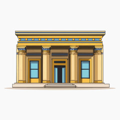 Fototapeta premium Classical museum building facade with columns. Flat vector art illustration of a public institution, isolated on white.