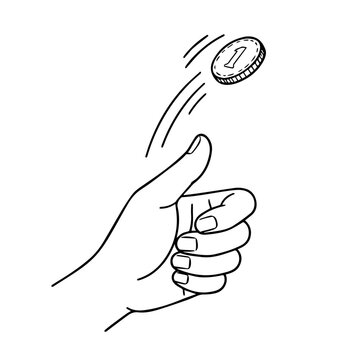 Toss a coin line icon vector on a white background
Vector line icon