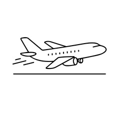 The plane lands line icon vector on a white background
Vector line icon