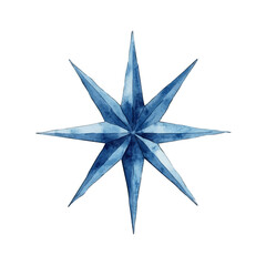 Fototapeta premium Winter Star, watercolor painting vector, isolated on a white background.