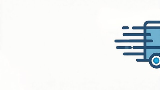2D animated delivery van icon with speed lines | Flat vector style in white & blue | Concept of logistics, e-commerce delivery, app interface design, service reliability