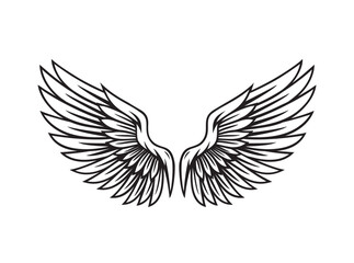 Obraz premium illustration of wings in tattoo style isolated on white background. Design element for logo, label, badge, sign. Vector illustration
