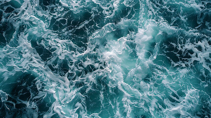 Abstract Ocean Waves and Sea Foam Texture from Top-Down View