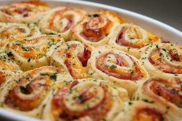 Savory breakfast rolls with ham and cheese 