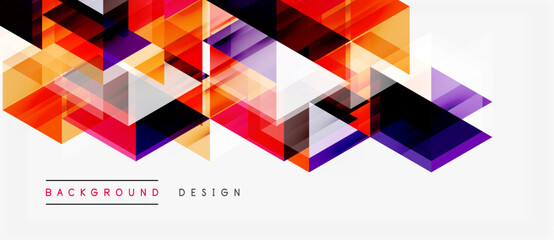 Fototapeta premium Abstract geometric shapes overlap, creating vibrant colorful pattern. Modern design elements suggest innovation, energy, dynamism.