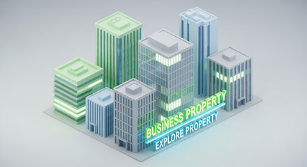 Isometric Cityscape Business District Real Estate Development