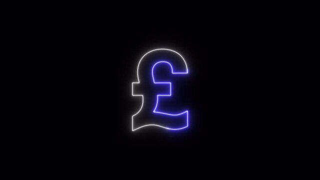 Glowing neon pound sign Icon animation, financial symbol, digital currency icon. Neon glowing animation. Business and finance conceptual neon light pound icon 4k stock video.	