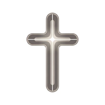 minimal flat vector illustration of simple geometric cross in muted gray tones on white background, symbol of faith and repentance for ash wednesday, with copy space, for religious blogs and church po