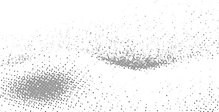 Minimal black halftone dot cloud wave texture, abstract flowing pattern on white background for modern branding, clean layouts, digital illustration and creative design use