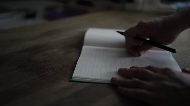 Writing in Journal Closeup with Pen on Paper