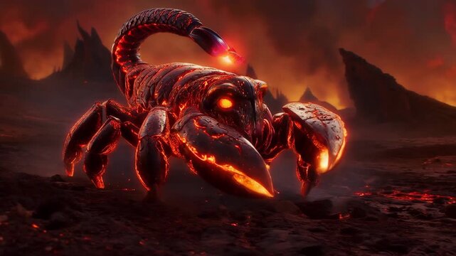 Fire Scorpion Monster in Volcanic World