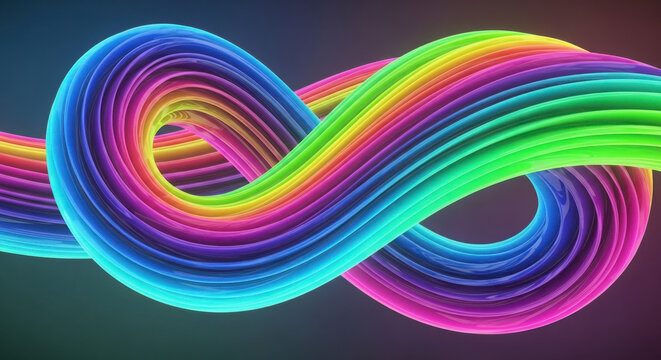 Vibrant rainbow swirls creating dynamic infinity loop